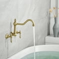 thumbnail image 6 of sumerain Vintage Wall Mount Tub Faucet, 8 Inches Center 3 Hole Bathtub Filler Brushed Gold, 6 of 14