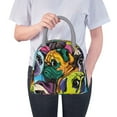 thumbnail image 3 of Horeoi Colorful Pug Pattern Large Insulated Lunch Bag for Work, School, Picnic - Waterproof, Durable Oxford Cloth, Comfortable Handle-Light Grey, 3 of 9