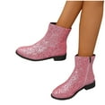 thumbnail image 6 of Aueoeo Womens Low Block Heel Glitter Ankle Boots sequin Low Heeled Fashion Boots Sparkly Glitter Block Heel Booties Pink, 6 of 6