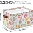 thumbnail image 4 of Coolnut Easter Egg Flowers Storage Basket Collapsible Toy Storage Bins Waterproof Canvas Storage Basket with Leather Handles for Home Closets Offices,Kids Toy and Gift Baskets,1PCS Home Decor, 4 of 7