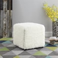 thumbnail image 2 of HomePop Pouf Moderne en Tissu de Fausse Fourrure à Design Carré Cube, Blanc, 2 of 10