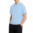 thumbnail image 2 of GiLiling Boys Short Sleeve Hoodie Youth Athletic Workout Pullover Kids Sports Soccer Baseball Lightweight Hooded Shirt (Sky Blue, 10-11 Years), 2 of 9