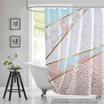thumbnail image 6 of Extra Long Shower Curtain 72x84inch Length,Pink and White Marble Bathroom Shower Curtains Set with Hooks,Luxury Abstract Geometry Waterproof Fabric Bath Curtain, 6 of 6