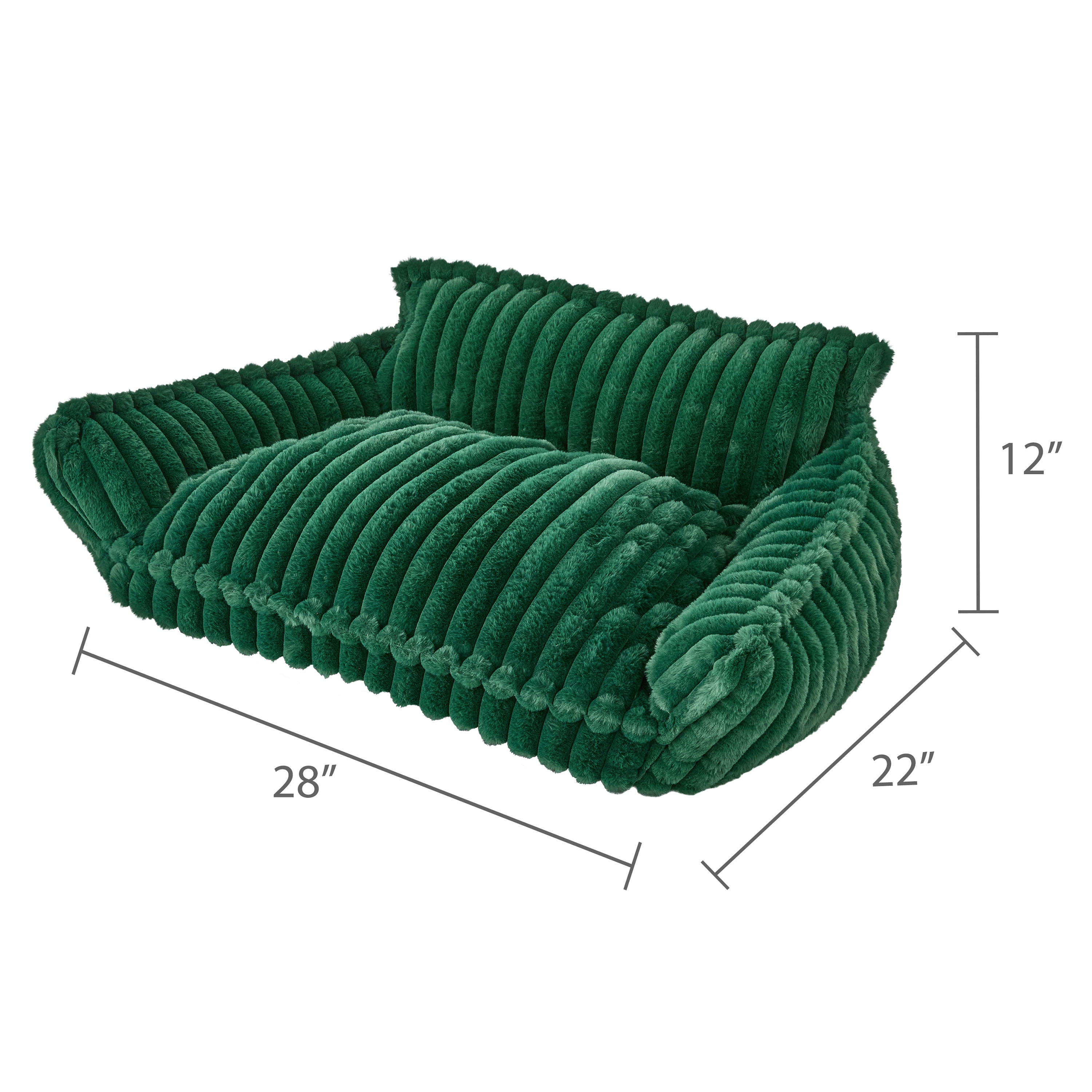 Vibrant Life Medium Plush Cord Sofa Style Dog Bed, Green, 22" x 28"