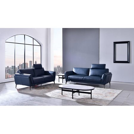 Blue Full Leather Sofa & Loveseat Set Contemporary American Eagle EK1300-BLU