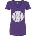 thumbnail image 3 of Inktastic Distressed Baseball in White Women's V-Neck T-Shirt, 3 of 5