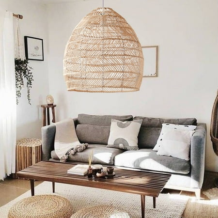 

Berylove Rattan Pendant Lights for kitchen Island Boho Chandelier Hardwired with Cord 1-Light