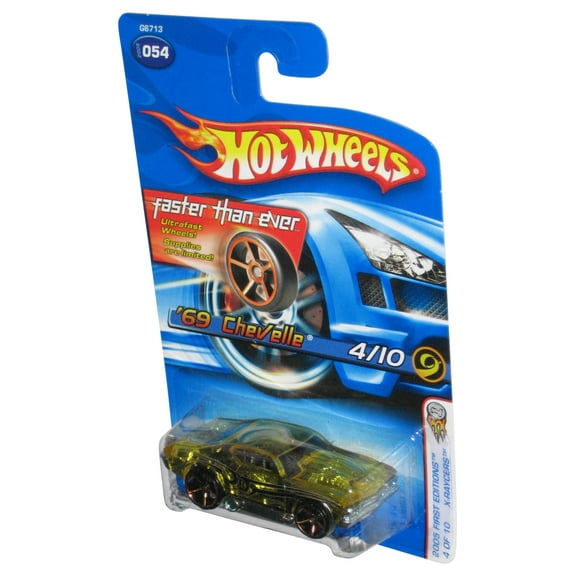 Hot Wheels 2005 First Editions X-Raycers 4/10 Yellow '69 Chevelle Toy Car #054 - (Faster Than Ever Card)