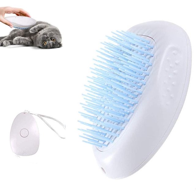 Cepillo para gatos, cepillo de aseo para gatos, cepillo suavizante para muda, cepillo de baño/masaje para gatos de silicona suave lavable, peine para gatos autolimpiante (azul) oso de fresa Electrónica