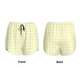 thumbnail image 6 of Uemuo Lemon Yellow Checkboard Pattern Women's Athletic Shorts High Waisted Running Shorts with Liner Pockets Gym Elastic Workout Shorts-, 6 of 9