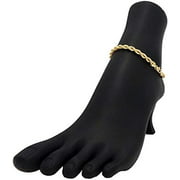 14k Yellow Gold Round Rope Chain Anklet, 10 inches   Jewelry Pouch for Women Teens