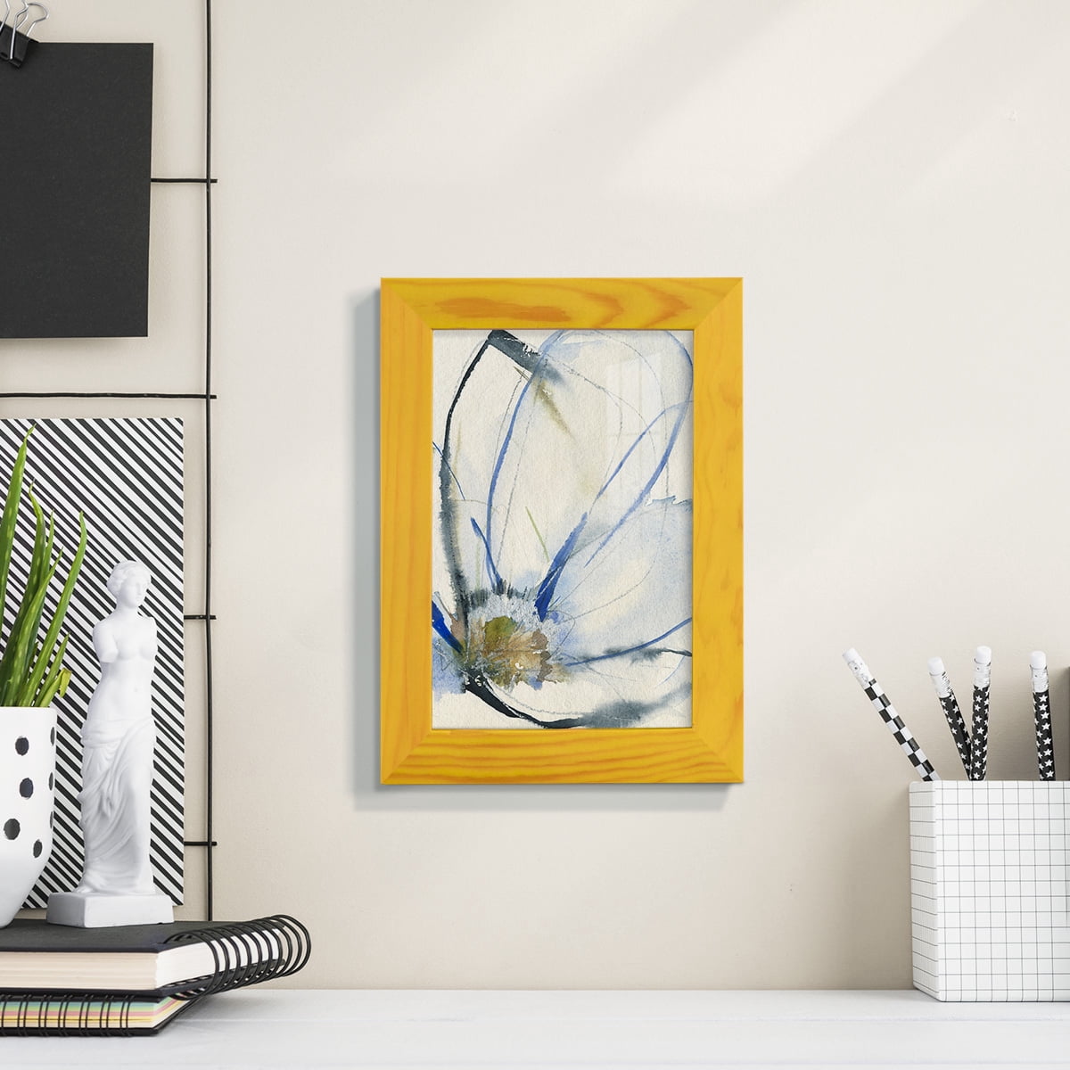 Cobalt & Paynes Petals II - Framed Print w/glass - Sunflower Yellow