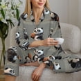 thumbnail image 6 of Pajamas for Women Set - Cartoon Pandas Basketball Comfy Long Sleeve Button Up Pajama Sets for Women 2 Piece, Soft Sleepwear Nightwear Pjs Lounge Sets for Women with Pockets, 6 of 6