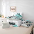 thumbnail image 5 of Fashion Woman Dress Bed in a Bag 7 Piece Modern Bedding Sets Twin Eiffel Tower Comforter Set with Sheets Teal Dress Perfume Print Bed Set Romantic Makeup Themed Sheets, 5 of 5