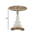 thumbnail image 5 of 27 Inch Side End Table, Mango Wood, Round, Turned Pedestal, White, Brown, Saltoro Sherpi, 5 of 5