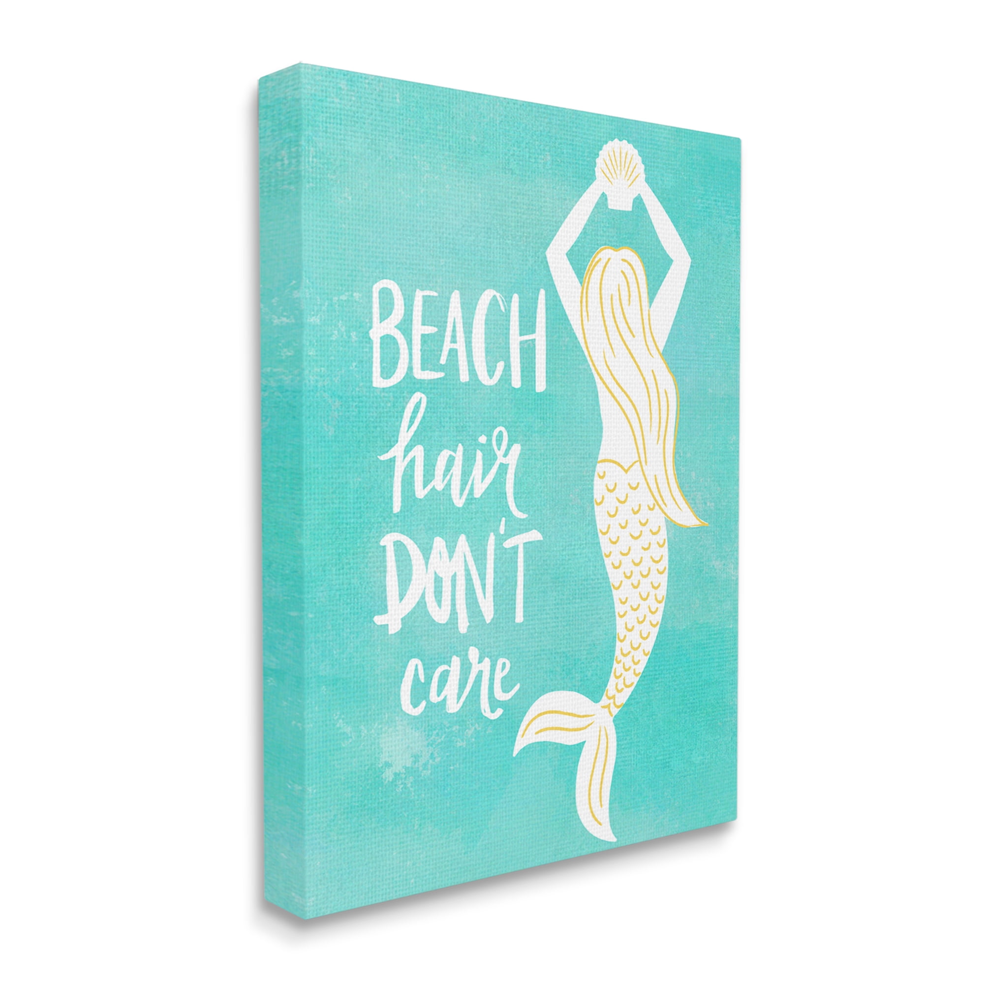 Stupell Industries Beach Hair Don't Care Mermaid Fantasy Turquoise Scallop,36 x 48, Design by Jean Kelly