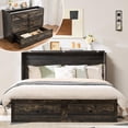 thumbnail image 6 of Amerlife 44.5"H Queen Murphy Bed Cabinet with Charging Station and Storage, Farmhouse Foldable Platform Bed for Guest Room, Office, Black Oak, 6 of 8