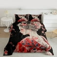thumbnail image 2 of Homewish Tradition Geisha Girl Full Size Comforter Sets,Japanese Ukiyo-E Bedding Comforter Set,Red Black Bedding Sets For Men Women,Microfiber Bedroom Decor Reversible,3pcs, 2 of 8