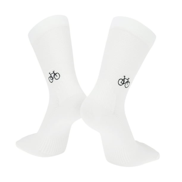 Calcetines de ciclismo Unique Bargains absorbentes de sudor, transpirables, anti-fricción, calcetines de bicicleta al aire libre, blancos, talla única, neutros y universales, 1 par