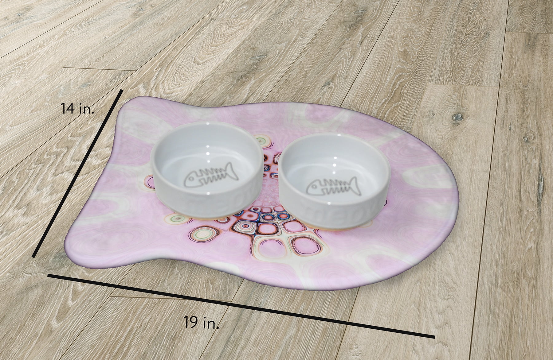 Simply Daisy Blushy Splash Fish Shape Pet Feeding Mat for Cats