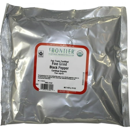 1 Lb Pepper Frontier Herb Pepper - Organic - Fair Trade Certified - Black - Fine Grind - Bulk - 1 lb ()