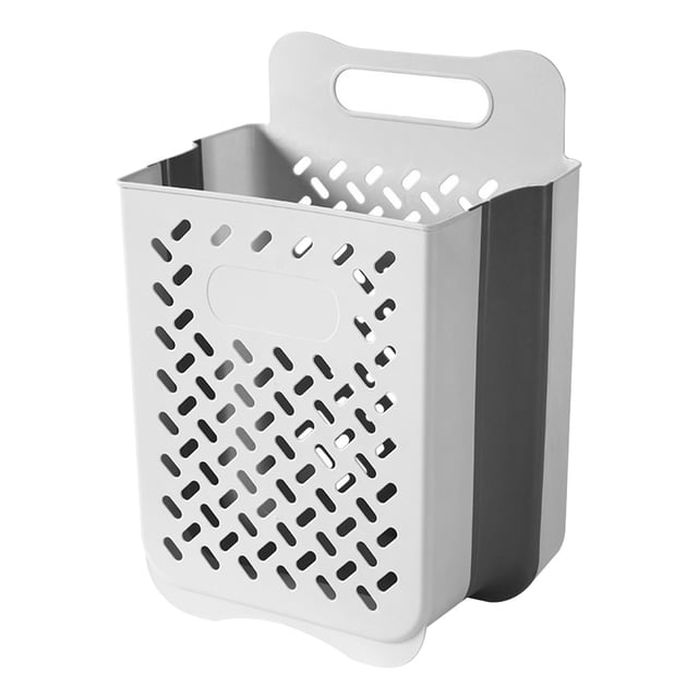 Tamaño Blanco Y (altamente Equipado Con Respaldo Adhesivo) Cesta Ropa Sucia Plegable para Uso Doméstico Sin Perforaciones Montada en La Pared Cesta Almacenamiento Ropa Baño Engrosada Plástico (gris)