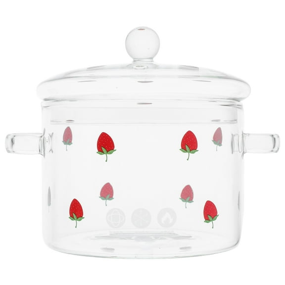 WORGEOUS Glass Stove Top Pot With Lid Stovetop Glass Pot Double Handle 1900ml Stewing Pot For Soup Milk Clear Serving Bowl Container For Kitchen