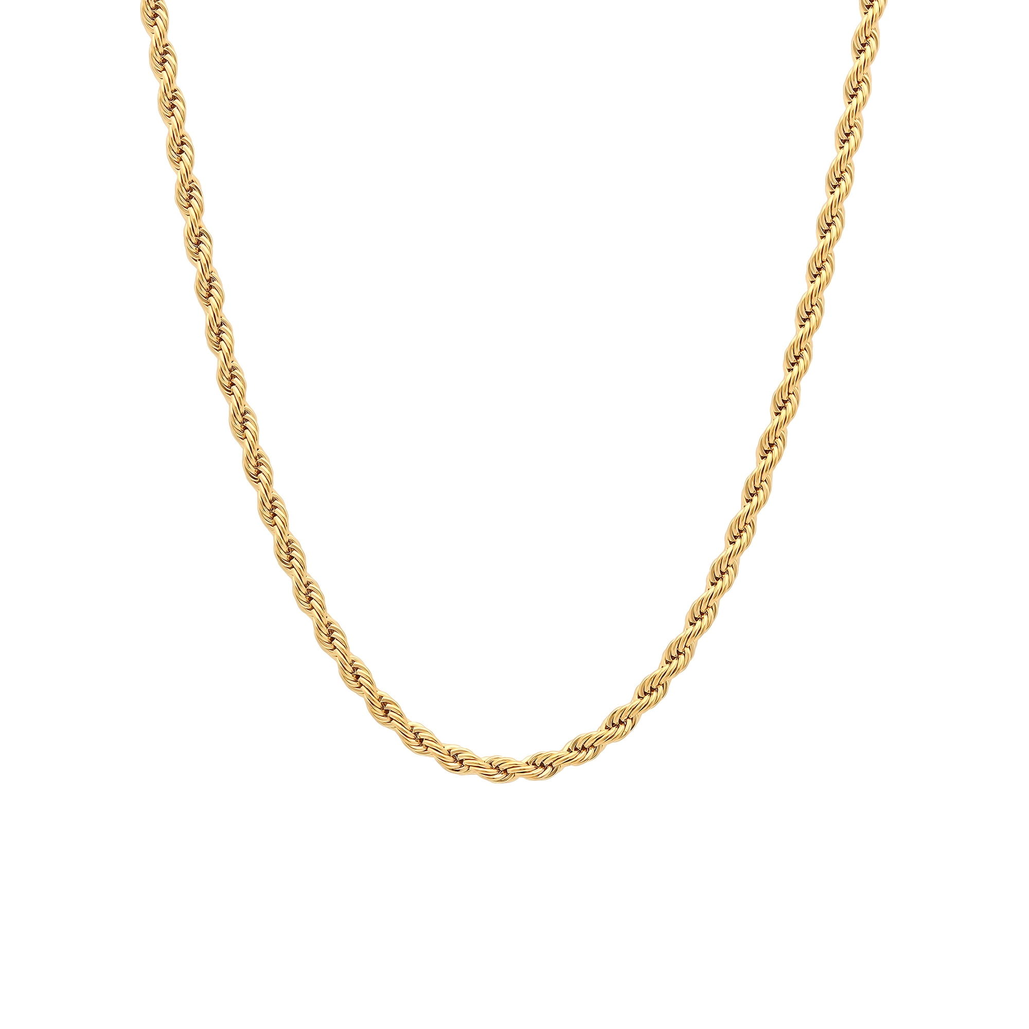 Men's Gold-Tone Stainless Steel 2.3MM Rope Link 24" Chain Necklace