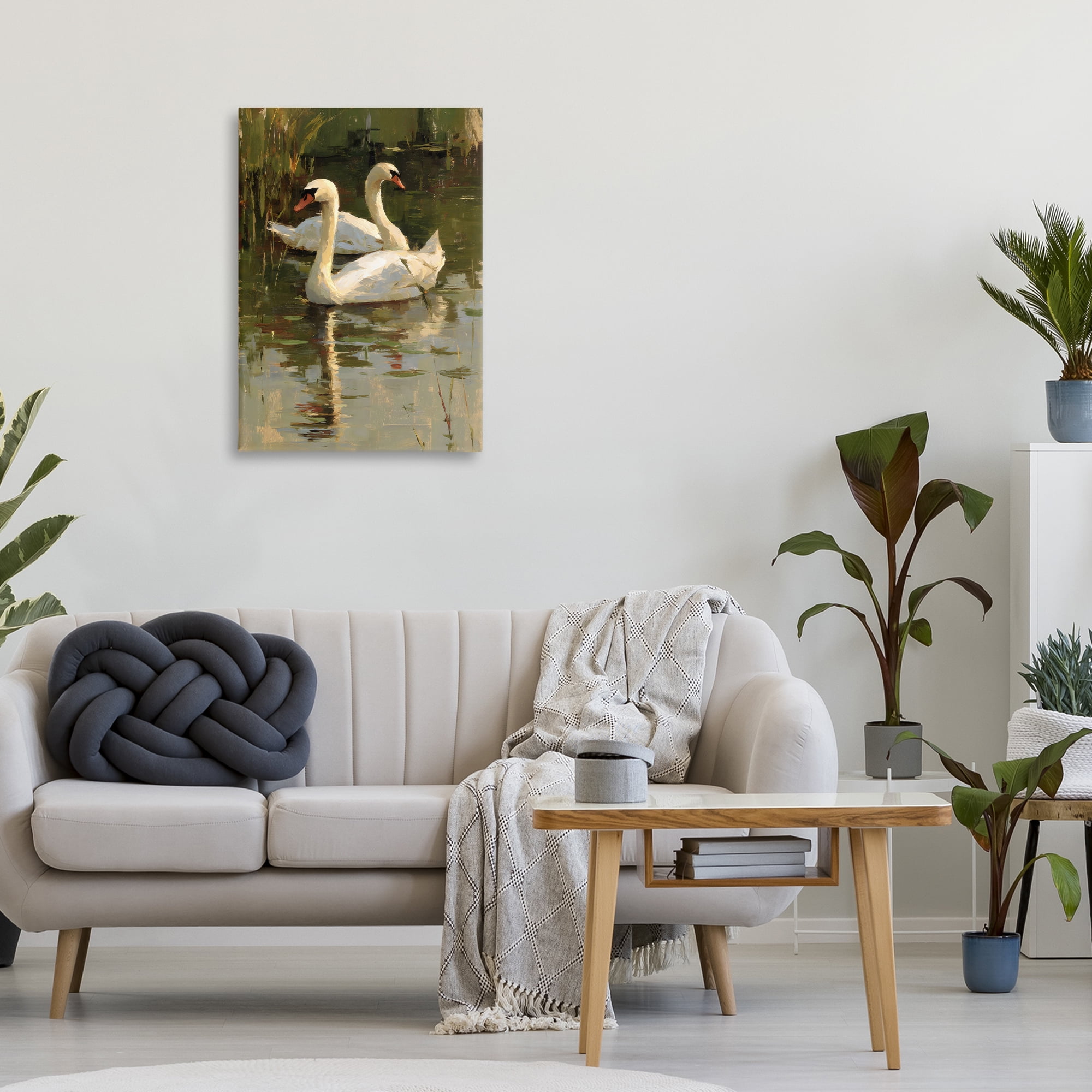 Stupell Industries Swans For A Swim Canvas Wall Art, design by Petal Prints Design