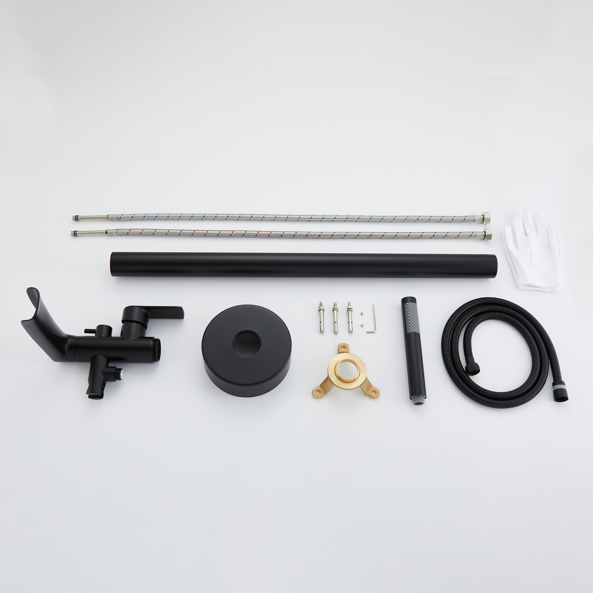 Freestanding Waterfall Bathtub Filler, Floor Mount Clawfoot Tub Faucets with Handheld Shower
