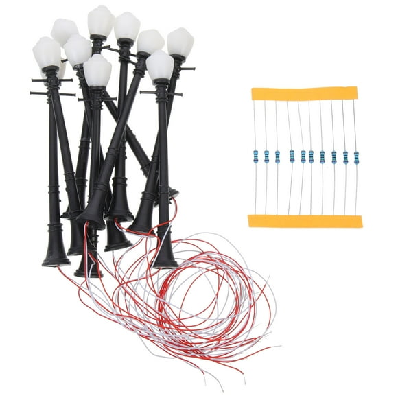 10pcs Simulated Miniature Street Lights Lamp Model Sand Table Lamp Decors