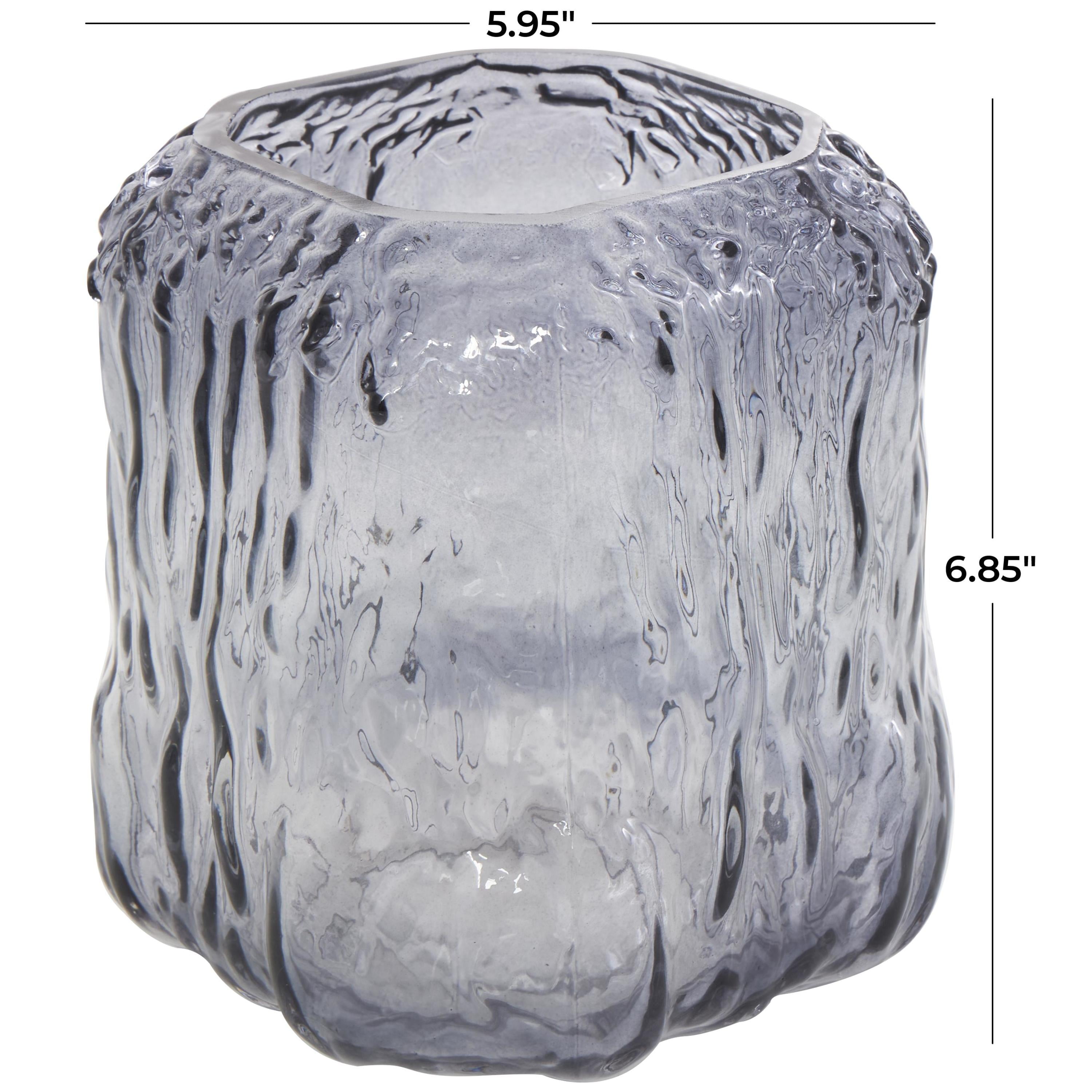 DecMode 7" Handmade Dimensional Textured Square Ombre Gray Glass Vase