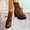 Brown, variant on Women Platform Boots Chunky Heel Ankle Booties Lace Buckle Combat Boots with Zipper High Heel Shoes Wine 9.5(43)