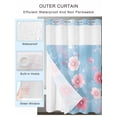 thumbnail image 2 of No Hook Shower Curtain with Snap in Liner,Classic Pink Flower Ripples Waterproof Bath Curtain Double Layers with See Through Top Window,Fantasy Floral Hotel Shower Curtains 72x72in, 2 of 9