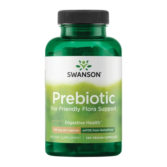Swanson Prebiotic Capsules - Promotes Friendly Flora Support & Overall Digestive Health - Prebiotic Fiber Promoting Gut Health & Immune Health Support - (120 Veggie Capsules, 750mg Each) 1 Pack