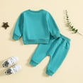 thumbnail image 7 of Xudanell 6-9 Month Boy Clothes Boys Girls Fall Clothes Long Sleeve Comfort Colors Sweatshirt Drawstring Linen Pants Boy Clothes 3-6 Months Mint Green, 7 of 7