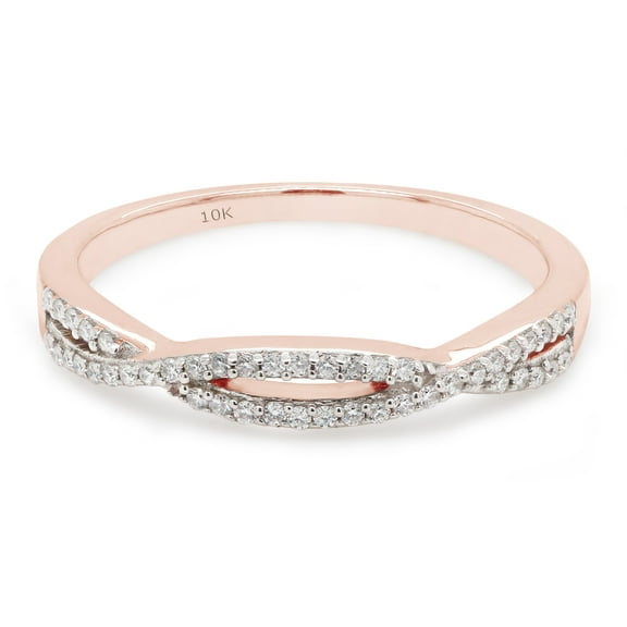 1/10 ct. t.w Round Cut Lab Created Moissanite Diamond Cross-Over Infinity Twist Band Ring For Women In 10K Solid Rose Gold (G-H Color, VVS1 Clarity, 0.10 Cttw)-4