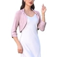 thumbnail image 4 of INSPIRE CHIC Bolero Shrug for Women's Elegant 3/4 Sleeve Open Front Knitted Cardigan XS Pink, 4 of 6
