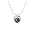 thumbnail image 2 of Delight Jewelry Silvertone Antiqued Round Seal - Initial - U - Live Ring Charm Necklace, 18", 2 of 4