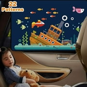 Car Window Shades for Baby Car Window Shade Cartoon Underwater World for Driver's Seat and Co-Pilot and Side Window Sun Shade Car Curtain for Baby