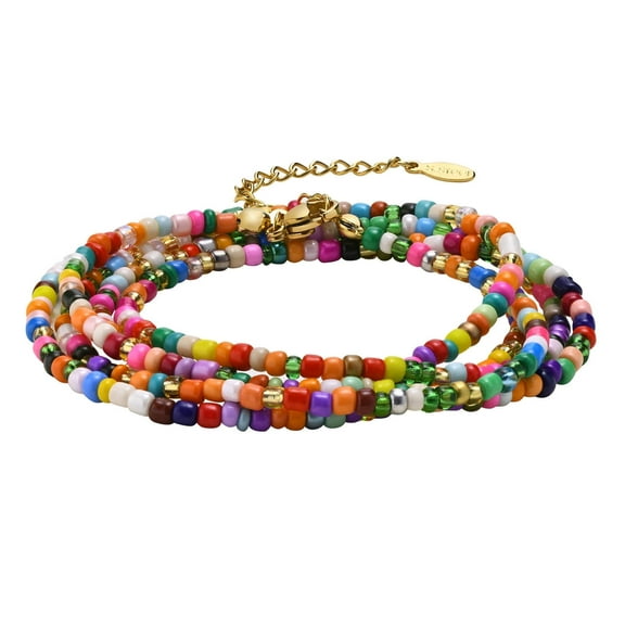 Boho Colorful Beaded Bracelets , Bohemian Multistrand Beads Bracelet Summer Surf Beach Trendy Jewelry For Women ,Adjustable layered bracelets Anniversary Birthday Gifts for Her Girlfriend Sister