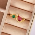 thumbnail image 4 of Padparadscha Sapphire & Aquamarine Wedding Band Ring, 925 Starling Silver Toi Moi Band Ring, Stackable Ring, Two Gemstone Jewelry, Gift For Annivarsery Ring, Proposal Jewelry., 4 of 4