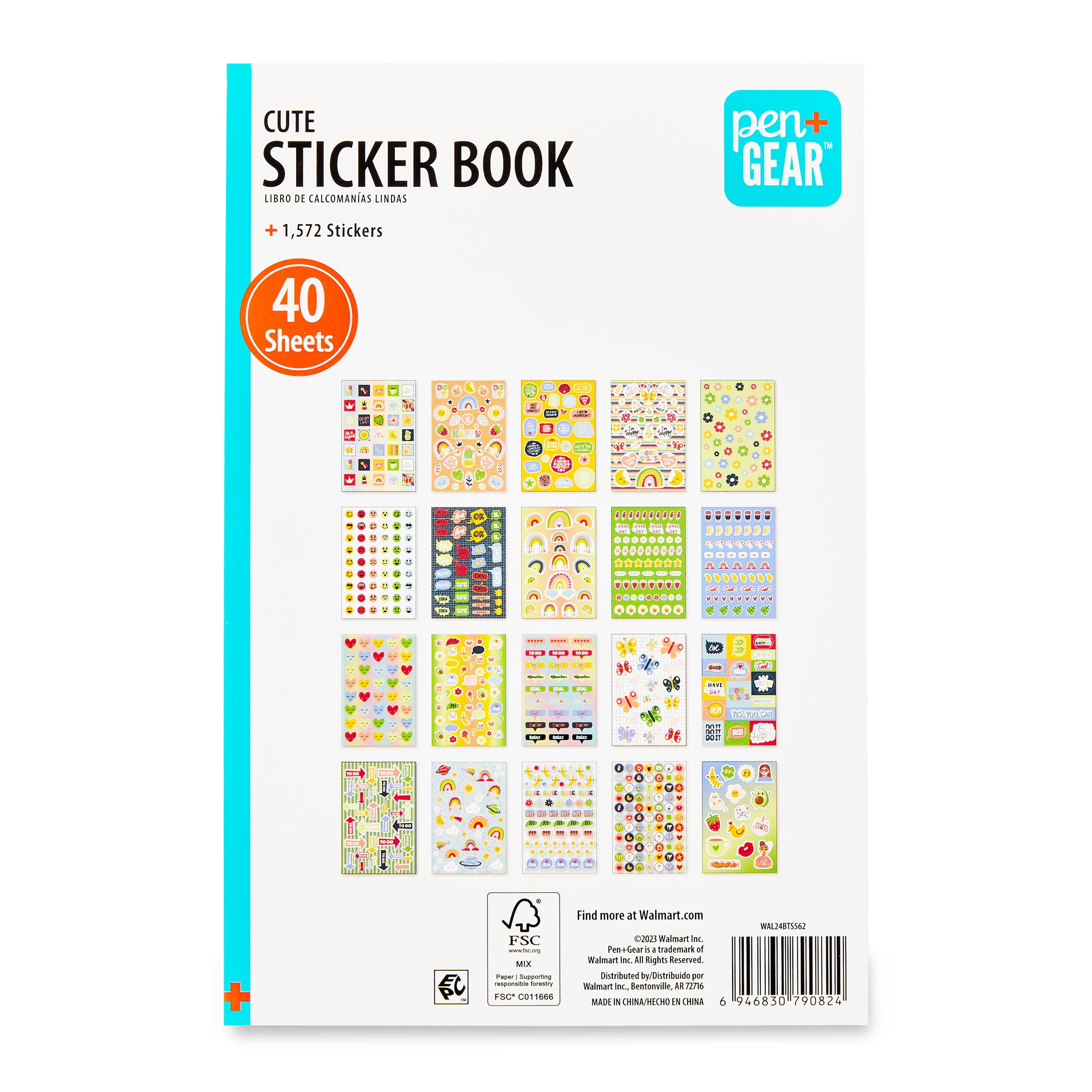 Pen+Gear Cute Sticker Book, 40 Sheets