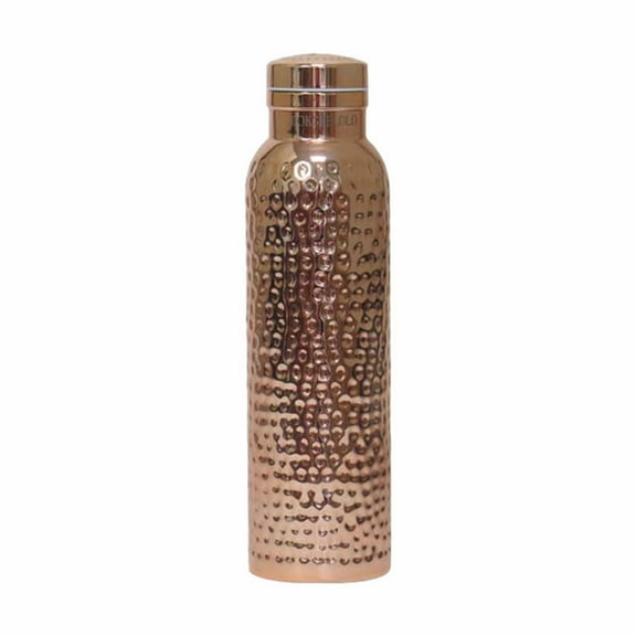 Kitchen Science Copper Water Bottle W/a Carrying Canvas Bag | Pure Copper Bottle For Drinking Water, Lab Tested Heavy Duty and Leak Proof (Gold)