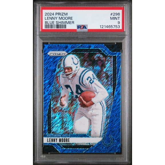2024 Panini Prizm Blue Shimmer Lenny Moore #296 /25 PSA 9