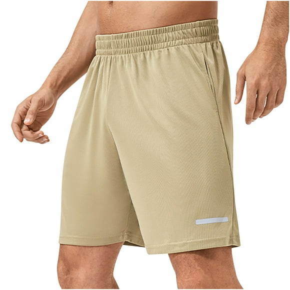 Gspmoly Men Shorts, Men'S Casual Solid Color Casual Drawstring Pockets Elastic Sports Shorts Gym Shorts up to 65% Off Khaki XXL