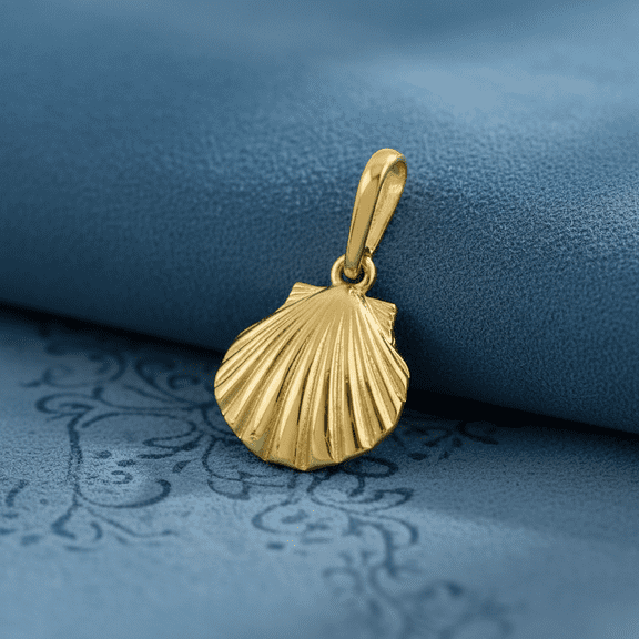 Vinali 14K Solid Yellow Gold Shell Pendant for Women & Teens