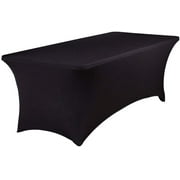 8 ft Rrectangular Stretch Table Cover Spandex Fitted for bar Table, Wedding Table, Cocktail Table, Kitchen Table (Black, 8 Feet)