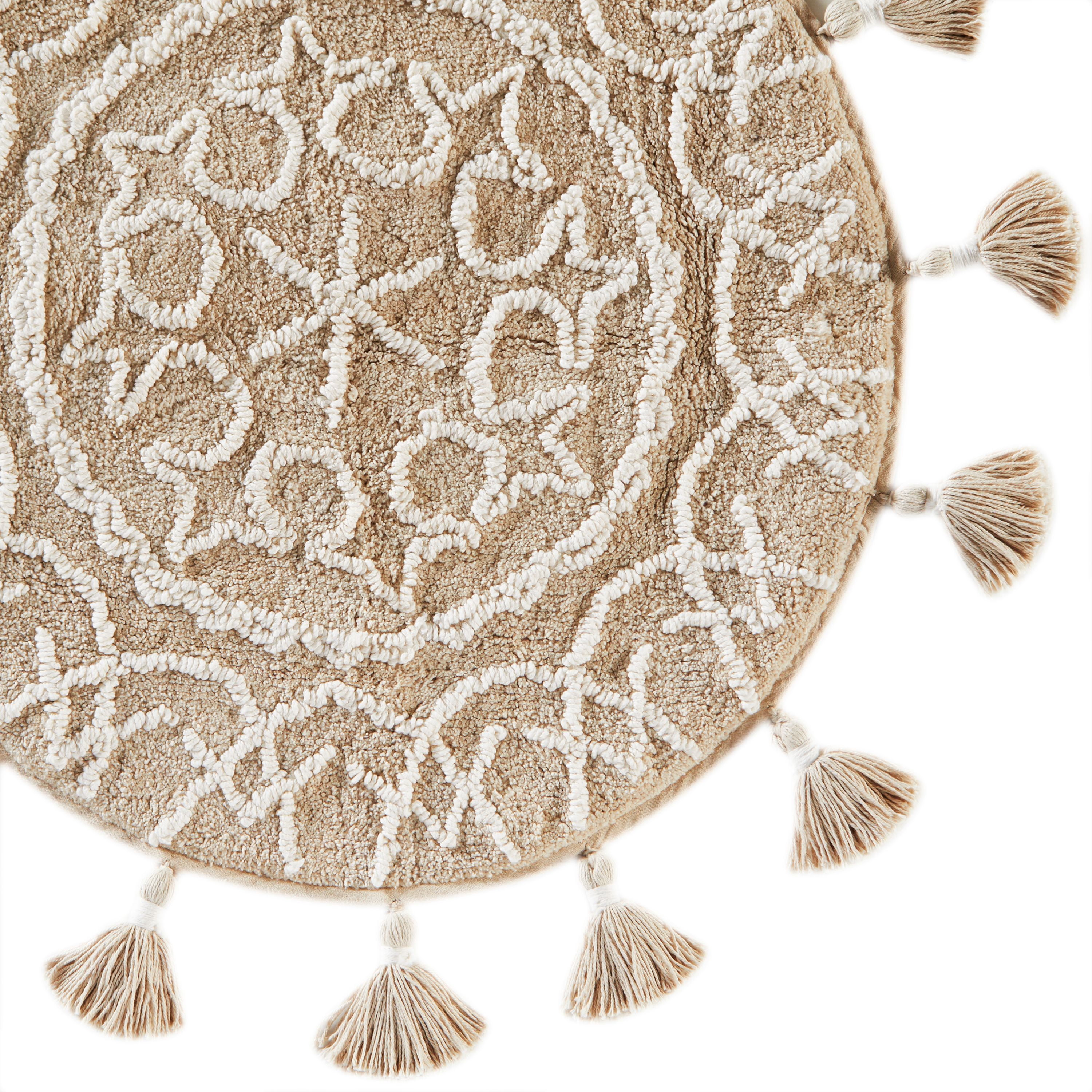 SKL Home Medallia Bath Rug, Natural, 25" x 25" Round, 100% Cotton