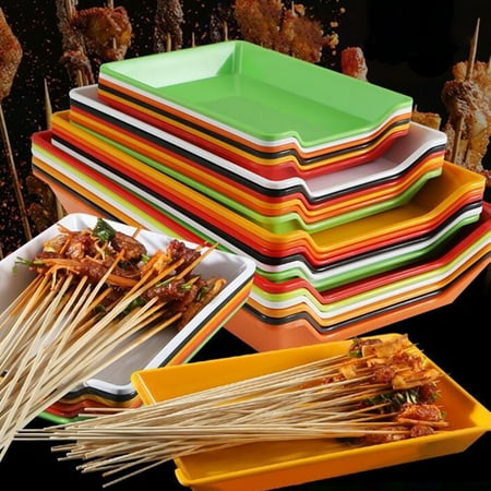 

Fogcroll Barbecue Plate Square Heat-resistant Melamine Multipurpose Reusable Skewered Plate Kitchen Supplies